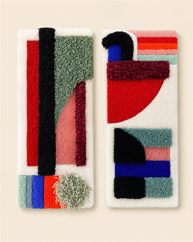Contrepoint, diptyque de deux panneaux verticaux géométriques.